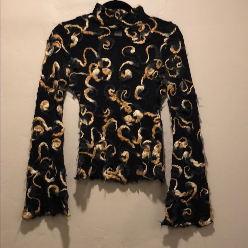 Unique completely sheer bell sleeve shirt